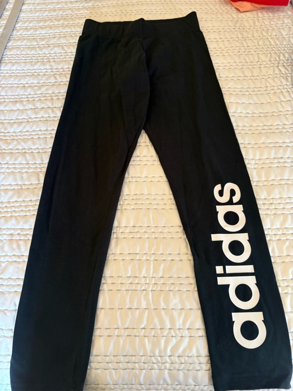 adidas Black Leggings with White Side Logo